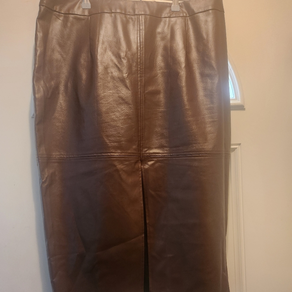 SHEIN Chocolate Faux Leather Skirt